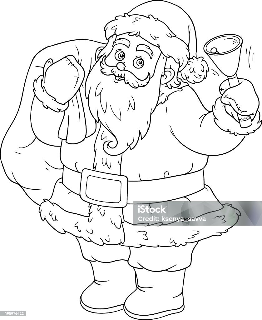 Coloring book for children: Santa Claus and bell Coloring book, game for children: Santa Claus and bell Coloring stock vector