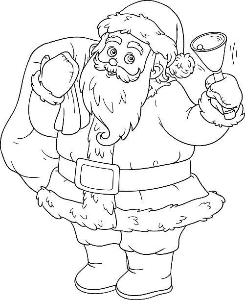 Coloring book for children: Santa Claus and bell Coloring book, game for children: Santa Claus and bell december clipart pictures stock illustrations