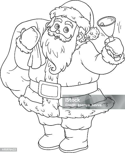 Coloring Book For Children Santa Claus And Bell Stock Illustration - Download Image Now - Coloring, Christmas, Santa Claus