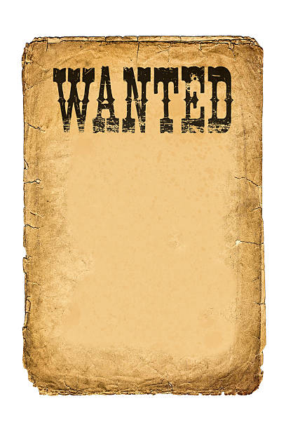 wanted-cartaz em inglês - wanted poster paper wild west burnt - fotografias e filmes do acervo