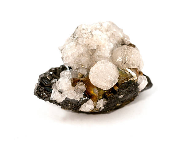 istock Pyrite ore and calcite mineral 495978284