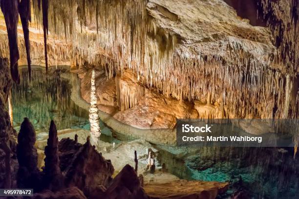 Inside A Big Limestone Cave With An Underground Lake Stock Photo - Download Image Now