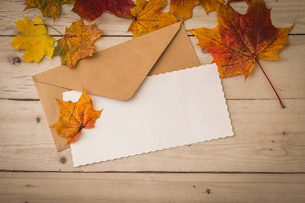 istock Letter and envelope with dry leaves decoration 495978740