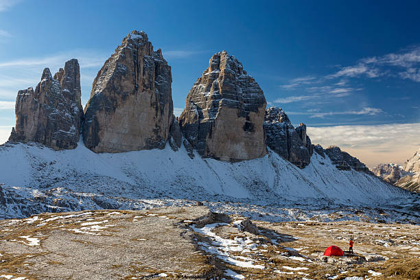 istock Lonely camper looking at  the three Pinnacles in wintertime 495978952