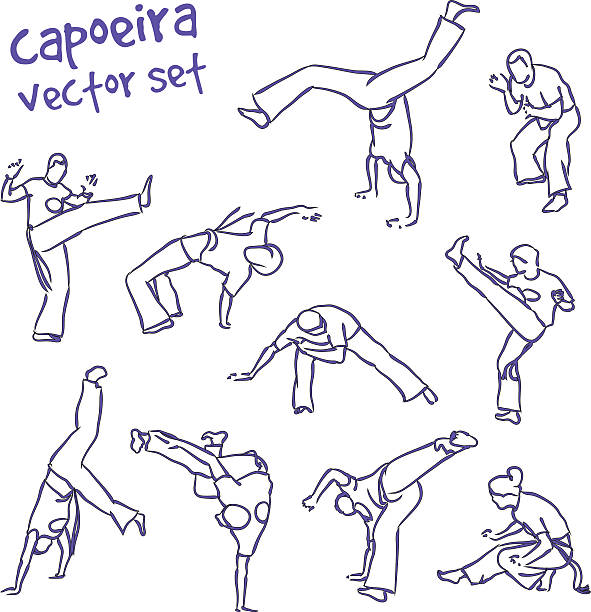 ilustrações de stock, clip art, desenhos animados e ícones de vector conjunto de capoeira - capoeira brazilian culture dancing vector