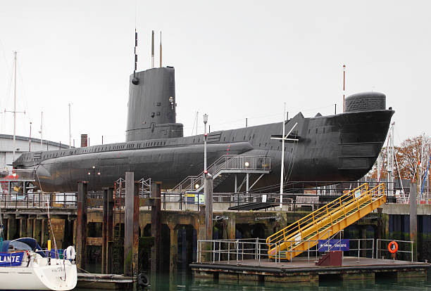 A submarine at dock.
