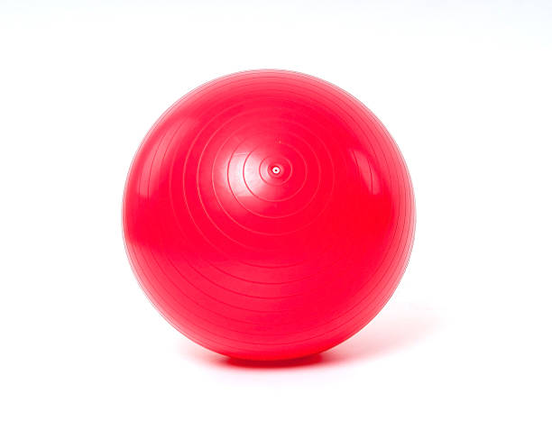 istock Red fitness ball on white background 495981214