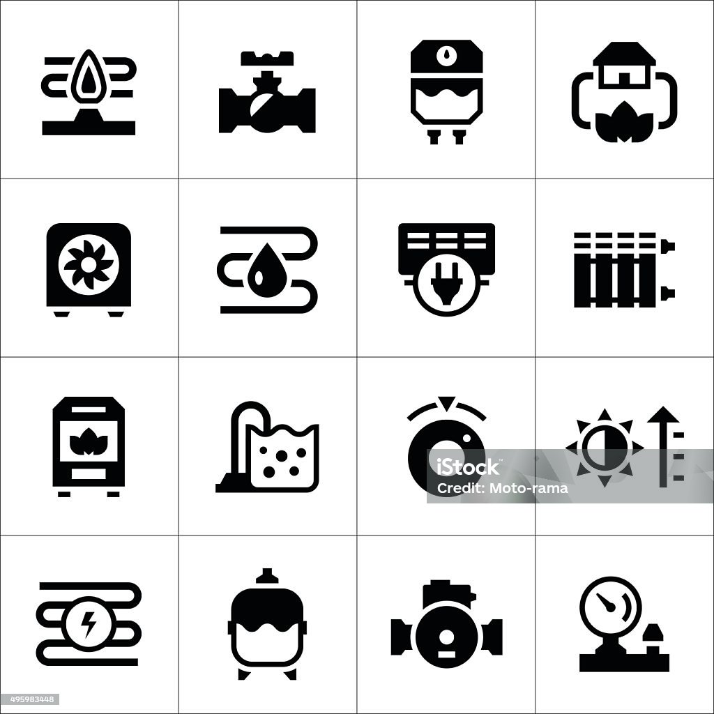 Set icons of heating Set icons of heating isolated on white. This illustration - EPS10 vector file. Water Pump stock vector