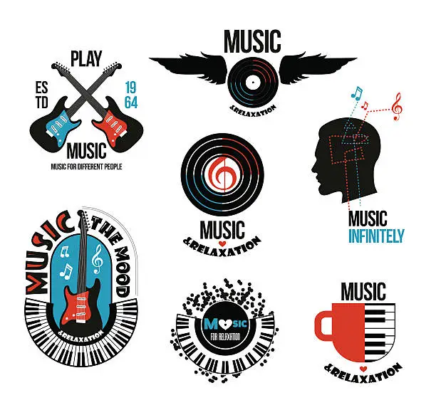 Vector illustration of Set of musical logos and emblems.