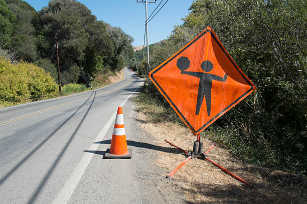 istock Road Works Ahead Temorary Sign 495984998