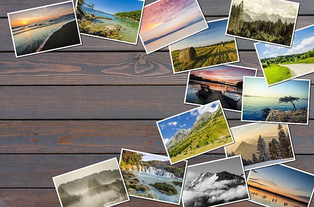 istock Travel photos on wooden background 495985716
