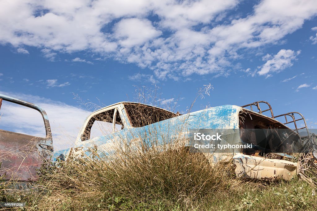 Abandoned pickup truck Old abandoned american pickup truck in the desert 2015 Stock Photo