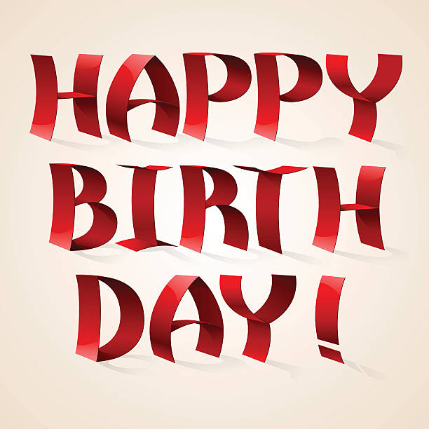 istock Isolated red color shiny ribbon letters words HAPPY BIRTHDAY on 496029098