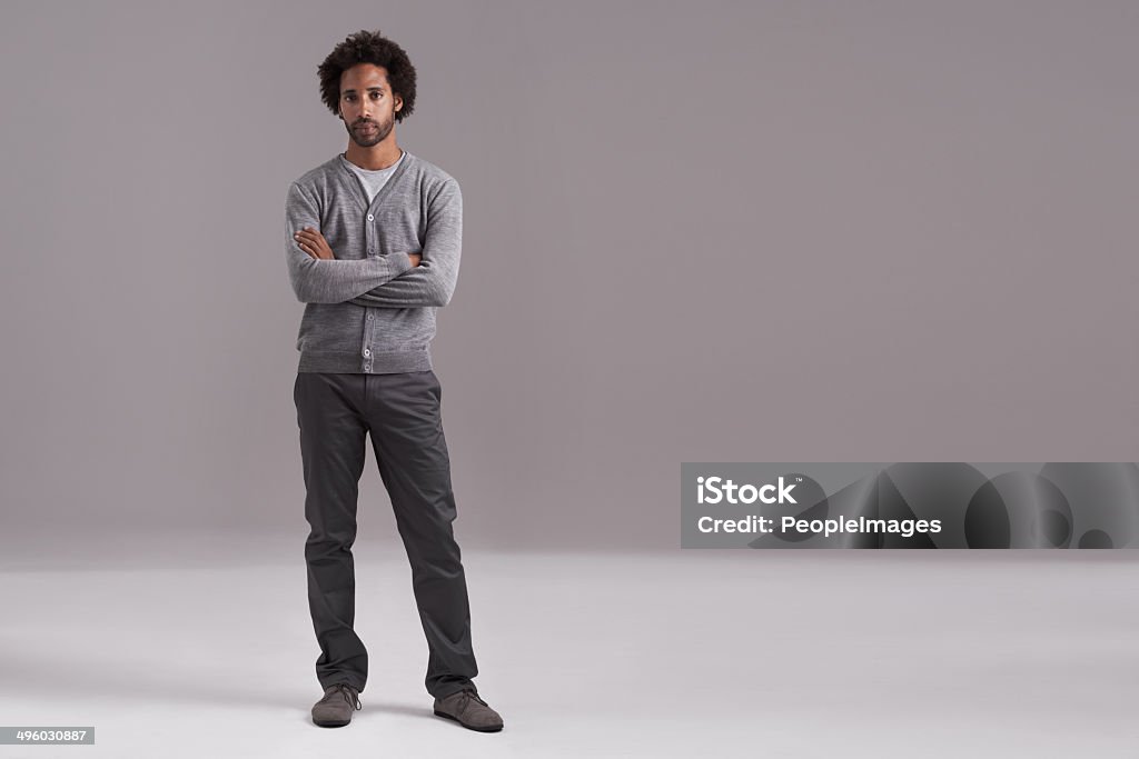 Time to get serious Studio shot of a handsome young man isolated on grayhttp://195.154.178.81/DATA/i_collage/pi/shoots/783387.jpg Full Length Stock Photo