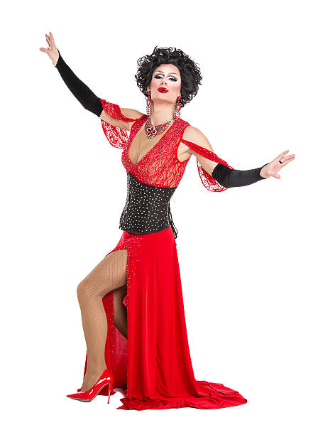 istock Drag Queen in Red Evening Dress Performing 496030972