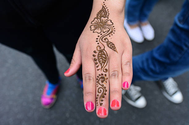 istock Henna on woman hand 496031610