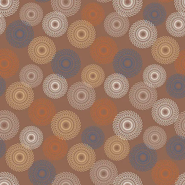 Vector illustration of circular design pattern seamless texture on a brown background