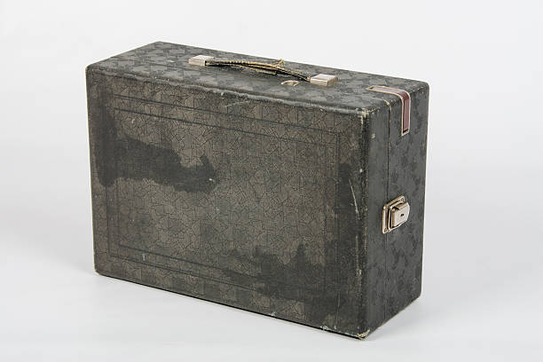 istock Old suitcase with gramophone standing on a white background isolated 496031936