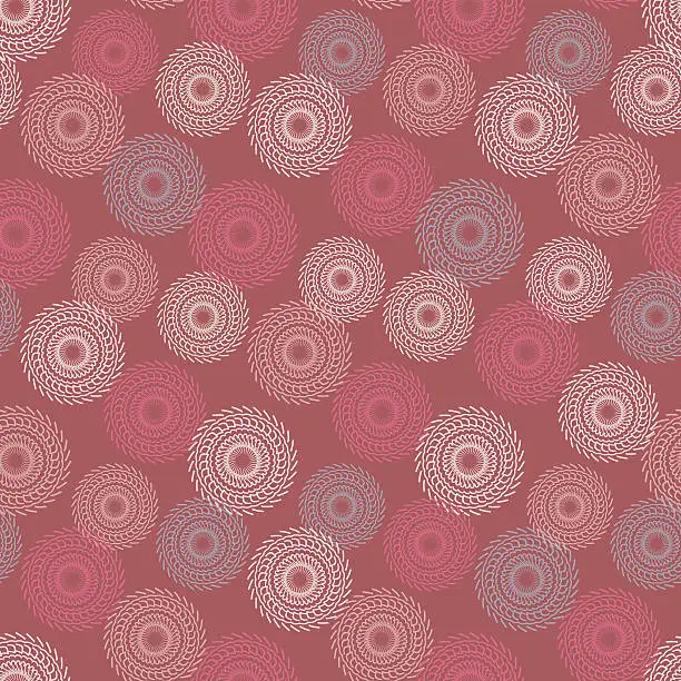 Vector illustration of circular design pattern seamless texture on a pink background