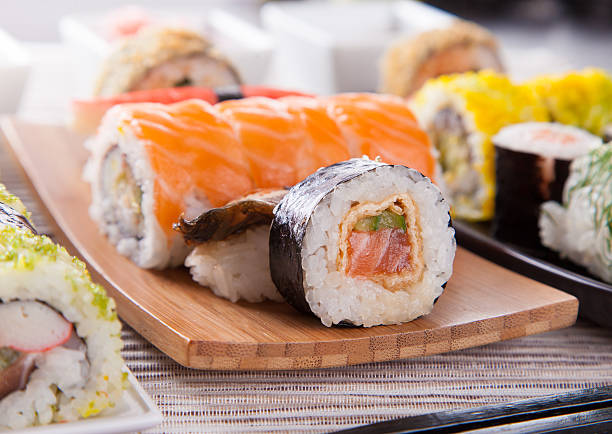 istock Japanese seafood sushi set 496034097