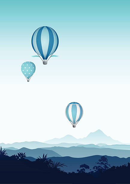 ilustrações de stock, clip art, desenhos animados e ícones de balões de ar quente-blue mountains - bettafish