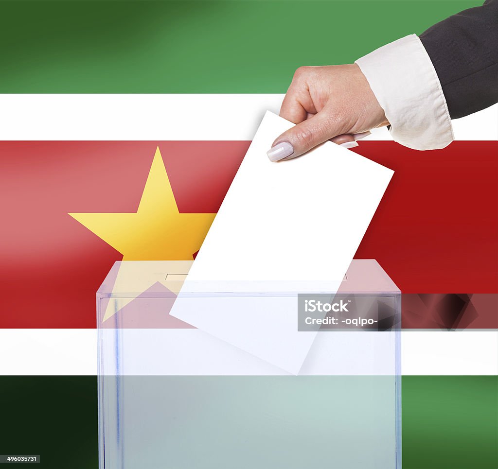 electoral vote by ballot electoral vote by ballot, under the Suriname flag Backgrounds Stock Photo