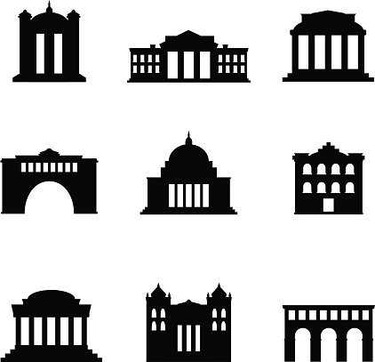 Decent and classy looking building icons ideal for street maps, tourist guides, travel portals and other cultural purposes. Skylines can be made very easily with this set.