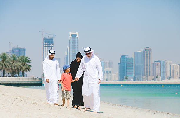 istock Arabian Family Walking at Beach 496035836