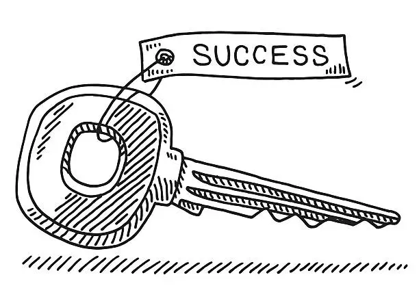 Vector illustration of Key Success Drawing