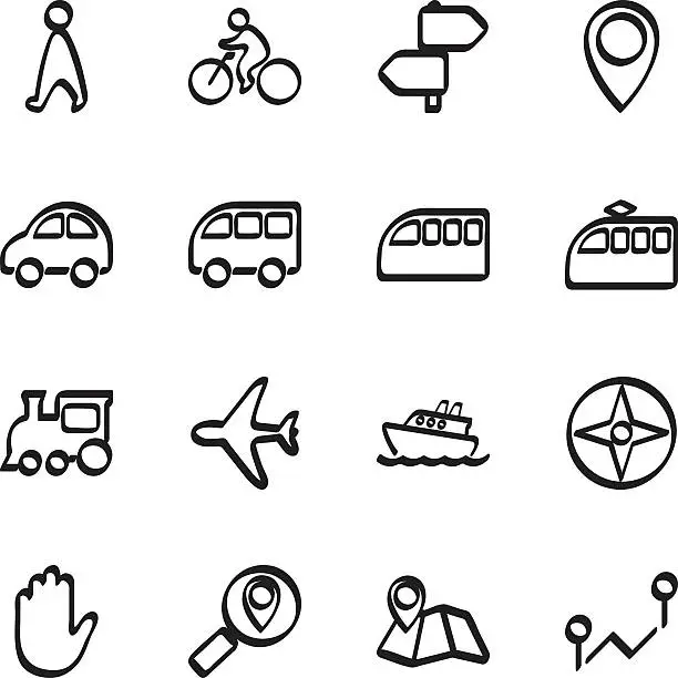 Vector illustration of Calligraphic transportation icons