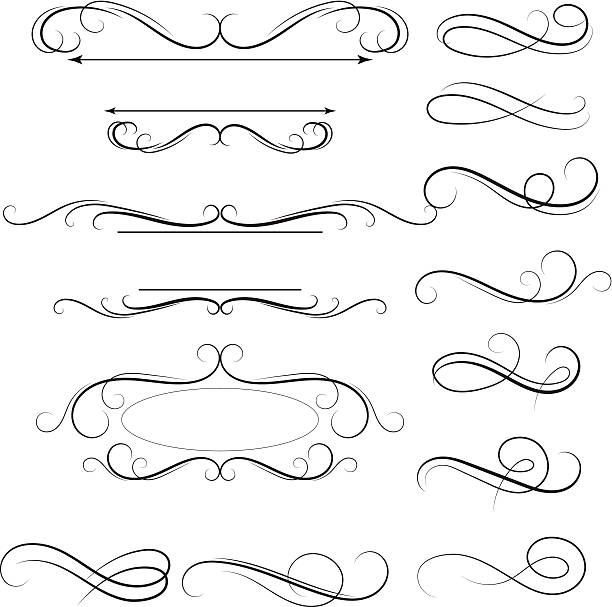 calligraphic swirl - dekoration stock-grafiken, -clipart, -cartoons und -symbole