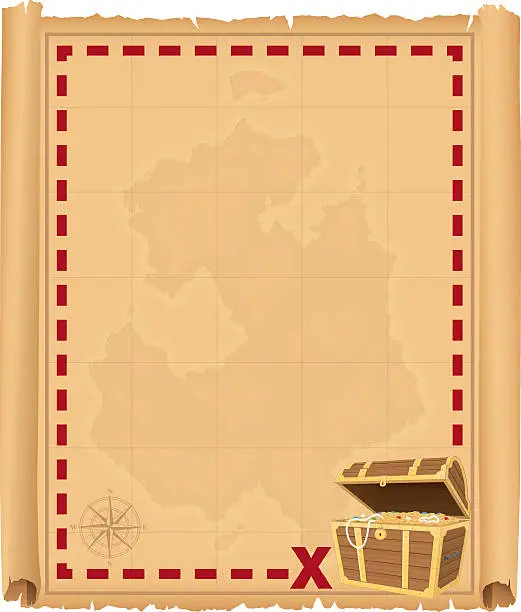 Vector illustration of Treasure Chest Border