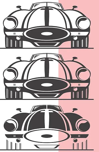 Vector illustration of Old car front view