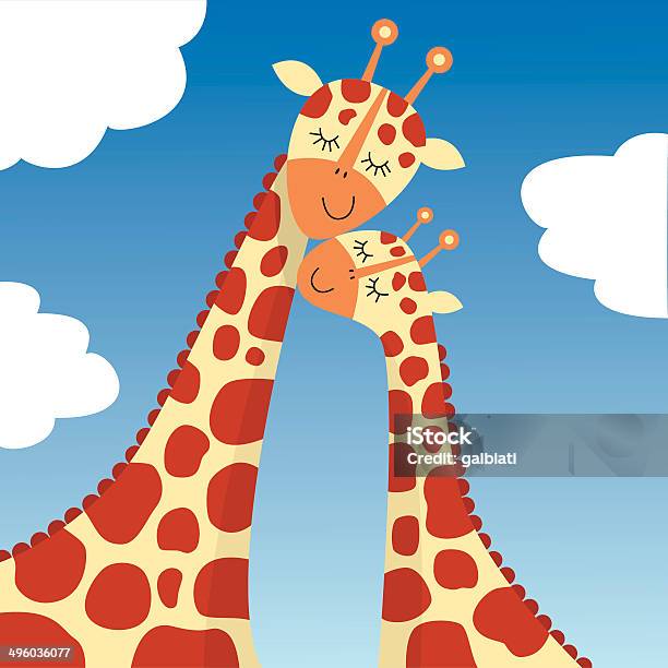 Dois As Girafas - Arte vetorial de stock e mais imagens de Amor - Amor, Ao lado, Carinhoso
