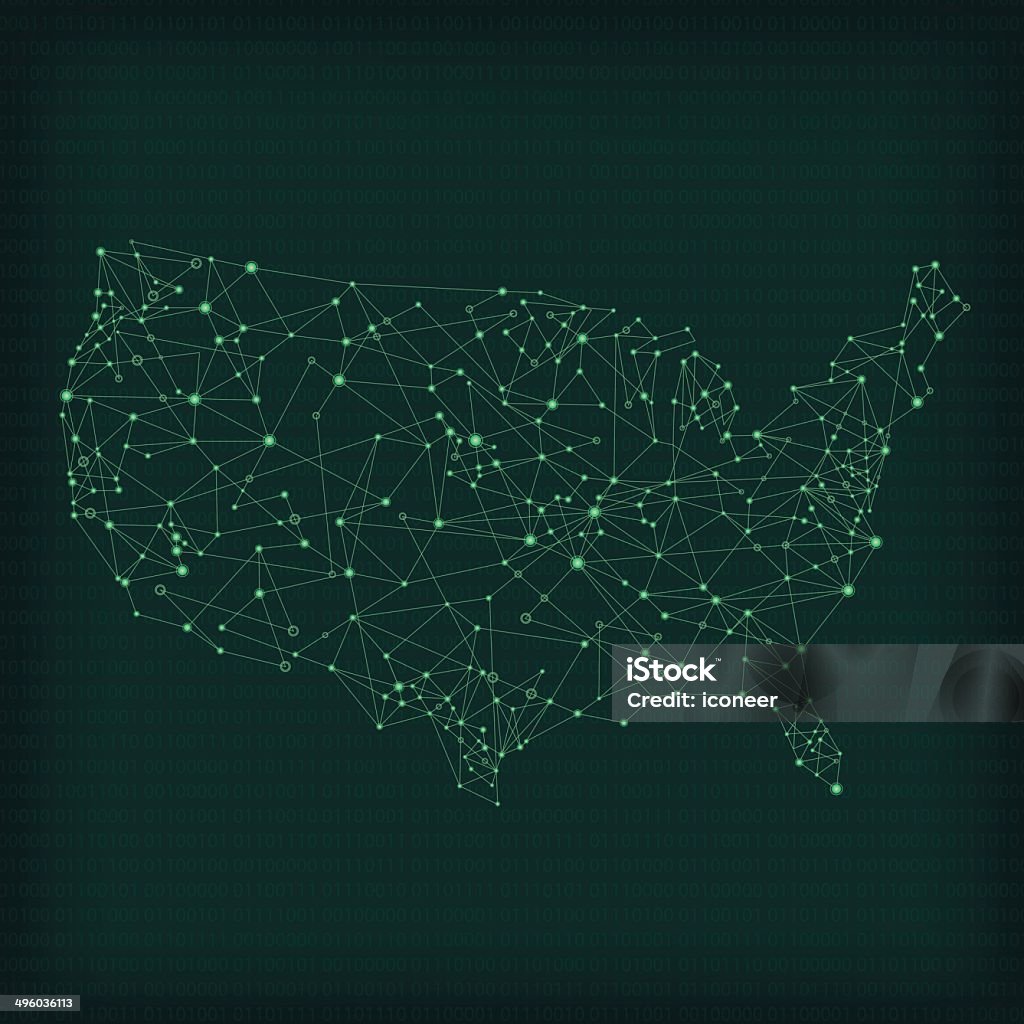 USA network Karte dark green - Lizenzfrei Karte - Navigationsinstrument Vektorgrafik