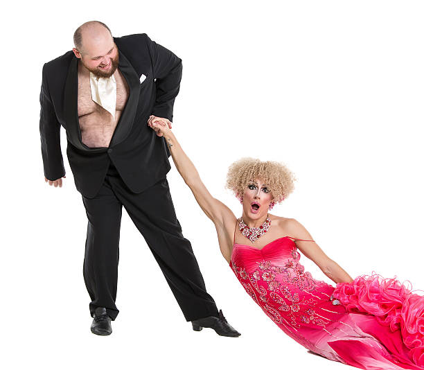 istock Eccentric Fat Man Dragging a Woman 496036784