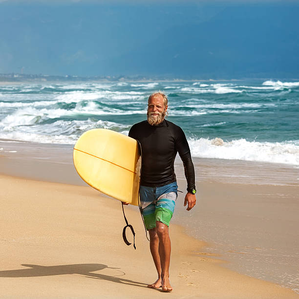 istock Surfer at the sea is standing with a surf board 496037362