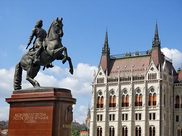 Ferenc Rakoczi II statue in Budapest stock photo