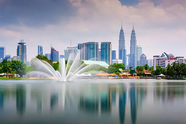 Kuala Lumpur, Malaysia skyline at Titiwangsa Park.