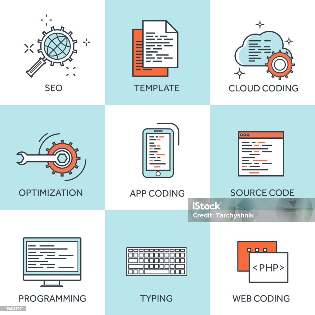 Ilustrasi Vektor Latar Belakang Datar Coding Pemrograman Seo ...