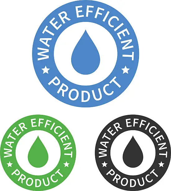 Vector illustration of Water efficient product sticker or packaging seal flat icon