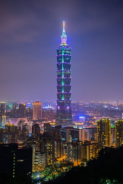istock Taipei city skyline at twilight in Taiwan 496060608