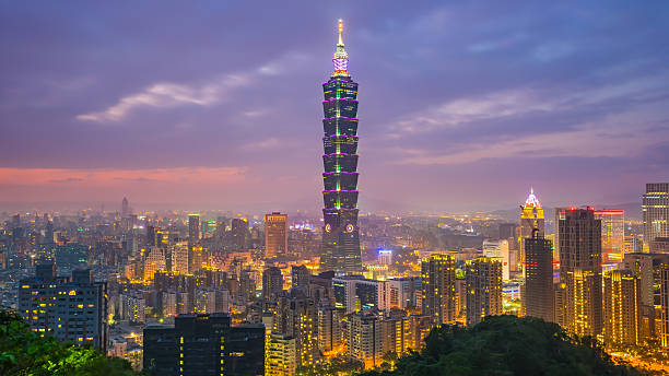 istock Taipei city skyline at twilight in Taiwan 496061190