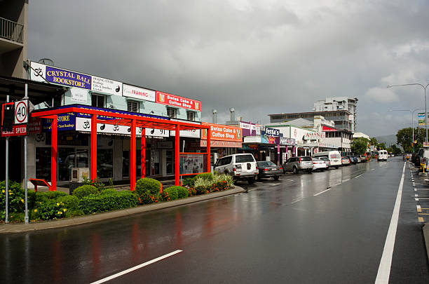 Grafton Street Cairns, Queensland, Australia in the wet season stock photo