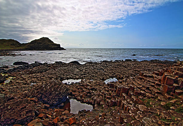 giant's causeway bay al atardecer - national trust northern ireland uk rock fotografías e imágenes de stock