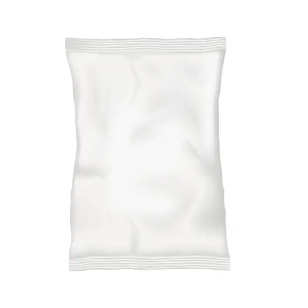 Vector illustration of White blank pouch. Mock up template