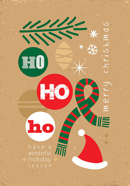 ho ho ho. tarjeta de navidad - ilustración de arte vectorial