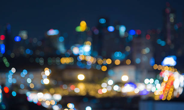 Abstract blurred city lights at night