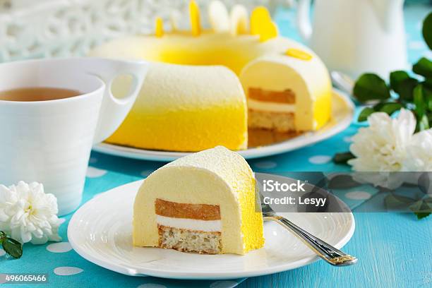 Elegant Cake Exotic With Coconut Passion Fruit Mangoes And Bananas Stock Photo - Download Image Now