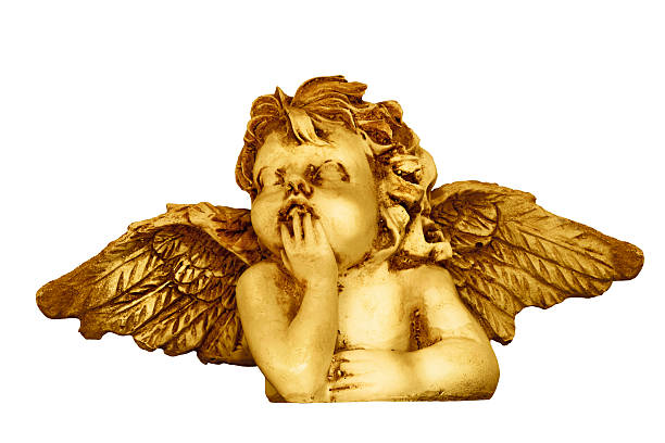 angel statuetta d'oro - sculpture statue cupid gold foto e immagini stock